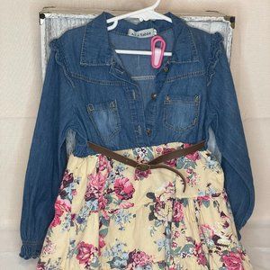 Toddler Denim Floral Dress Size 5/6